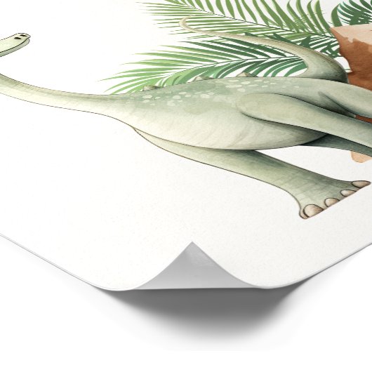 Dinosaur Hatching Soon Baby shower Welkom Poster (Hoek)