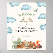 Dinosaur Hatching Soon Baby shower Welkom Poster (Voorkant)