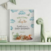 Dinosaur Hatching Soon Baby shower Welkom Poster