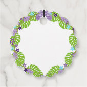 Dinosaur Hatchling Baby shower Paarse Blauwe Bedan Bedankjes Labels (Achterkant)