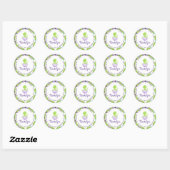 Dinosaur Hatchling Baby shower Paarse Blue Bedankt Ronde Sticker (Vel)