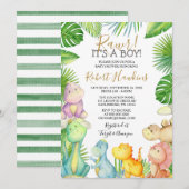 Dinosaur Het is een Jongen Baby shower Uitnodiging (Voorkant / Achterkant)