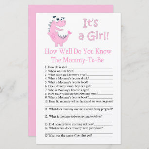 Dinosaur Hoe goed ken je het baby shower spel?