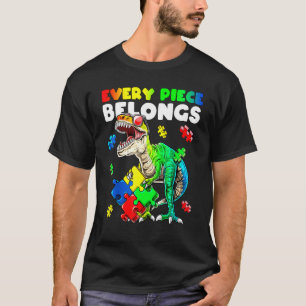 Dinosaur Holding Puzzle Autism Awareness Elke Pie T-shirt