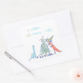 Dinosaur Holiday-kerstlabels Vierkante Sticker (Envelop)