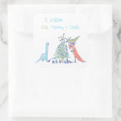 Dinosaur Holiday-kerstlabels Vierkante Sticker (Tas)