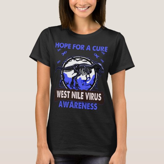 Dinosaur hoopt op een zuiver WEST NILE VIRUS-bewus T-shirt (Voorkant)