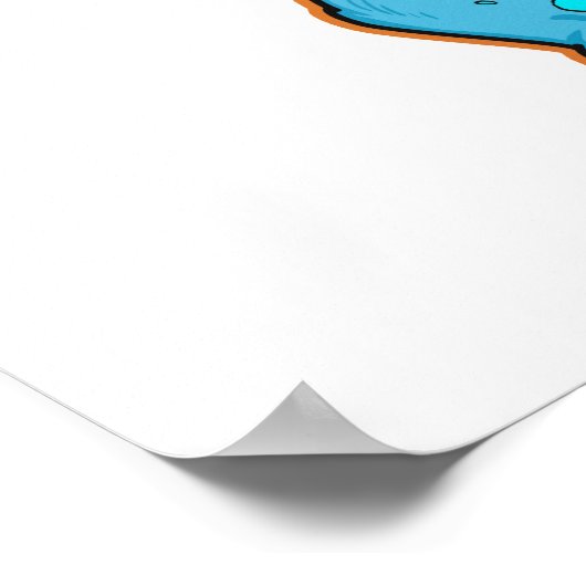 Dinosaur houdt hartvormig koekje vast. Kunstwerk. Poster (Hoek)