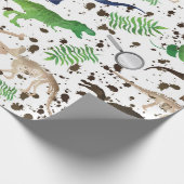 Dinosaur Hunt. Dinosaurussen op Safari Boys Kinder Cadeaupapier (Hoek)