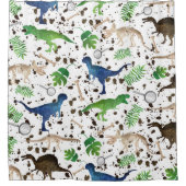 Dinosaur Hunt. Dinosaurussen op Safari Boys Kinder Douchegordijn (Voorkant)