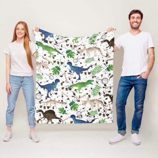 Dinosaur Hunt. Dinosaurussen op Safari Boys Kinder Fleece Deken (In situ)