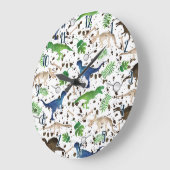 Dinosaur Hunt. Dinosaurussen op Safari Boys Kinder Grote Klok (Hoek)