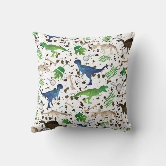 Dinosaur Hunt. Dinosaurussen op Safari Boys Kinder Kussen (Achterkant)