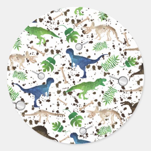 Dinosaur Hunt. Dinosaurussen op Safari Boys Kinder Ronde Sticker (Voorkant)
