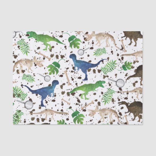 Dinosaur Hunt. Dinosaurussen op Safari Boys Kinder Tissuepapier (Voorkant)