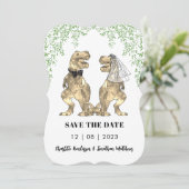 Dinosaur Huwelijk T-Rex Bruid en Bruidegom Save The Date (Staand voorkant)