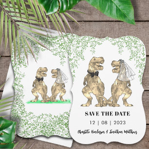 Dinosaur Huwelijk T-Rex Bruid en Bruidegom Save The Date