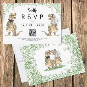 Dinosaur Huwelijksreactie QR-code RSVP Kaartje