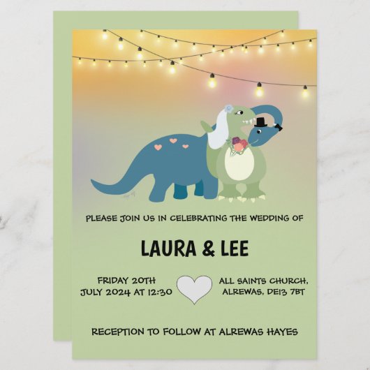 Dinosaur Huwelijksuitnodiging Kaart (Voorkant / Achterkant)