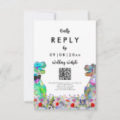Dinosaur Huwelijkswebsite Antwoord QR Code RSVP Ka (Voorkant)