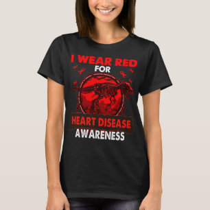 Dinosaur I Draag Red voor HART ZIEKTEBEWUSTE T-shirt