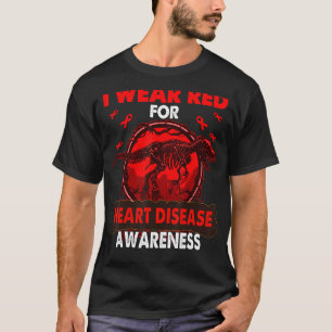 Dinosaur I Draag Red voor HART ZIEKTEBEWUSTE T-shirt