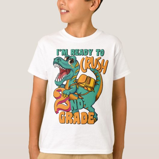 Dinosaur I’m Ready to Crush 2nd Grade  T-shirt (Voorkant)