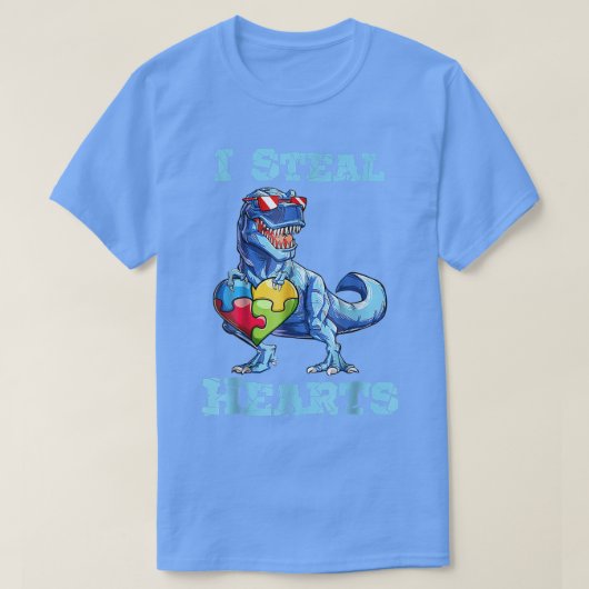 Dinosaur I Steal Hearts Autism Awareness Valentijn T-shirt (Design voorkant)