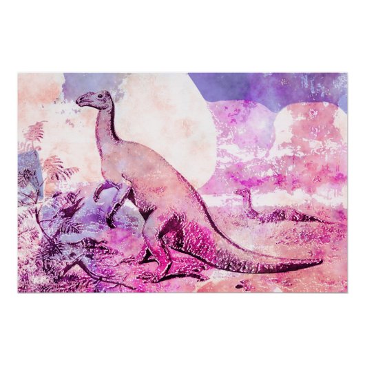 Dinosaur iguanadon waterverf vintage perfect poster (Voorkant)
