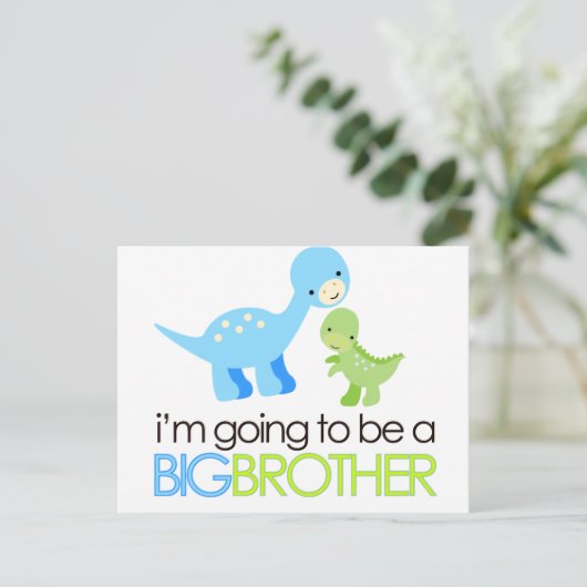 Dinosaur, ik word een grote broer briefkaart (Staand voorkant)