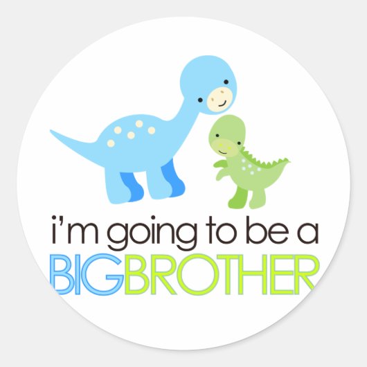 Dinosaur, ik word een grote broer ronde sticker (Voorkant)