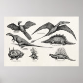  Dinosaur Illustratie Retro Dinosauriërs Poster (Voorkant)