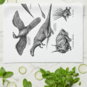  Dinosaur Illustratie Retro Dinosauriërs Theedoek (Gevouwen)