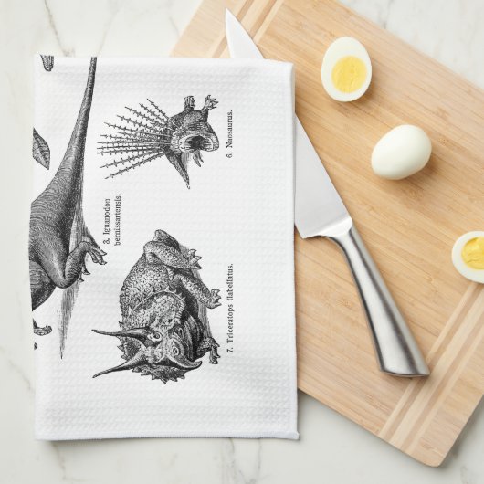  Dinosaur Illustratie Retro Dinosauriërs Theedoek (Quarter Fold)