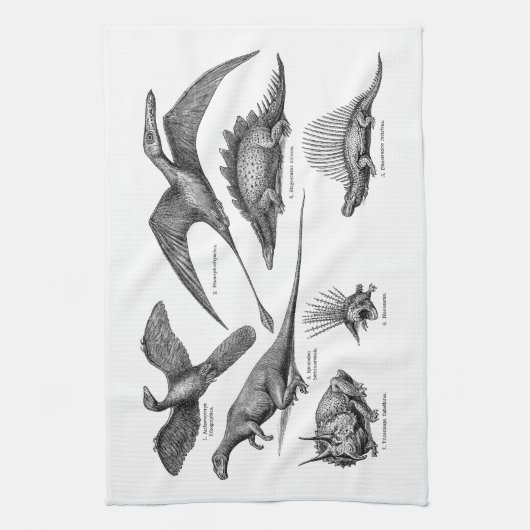  Dinosaur Illustratie Retro Dinosauriërs Theedoek (Verticaal)