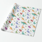Dinosaur Illustration Pattern Kerstmis Birthday Cadeaupapier (Uitgerold)