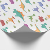 Dinosaur Illustration Pattern Kerstmis Birthday Cadeaupapier (Hoek)