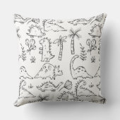 Dinosaur Illustrations Black and White Pattern Kussen (Achterkant)