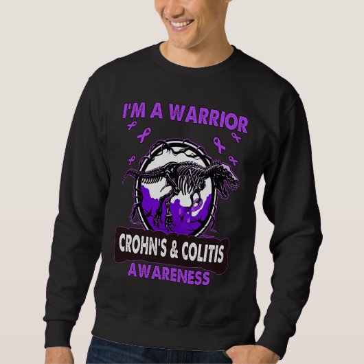 Dinosaur I'm A Warrior CROHN'S & COLITIS Awareness Trui (Voorkant)