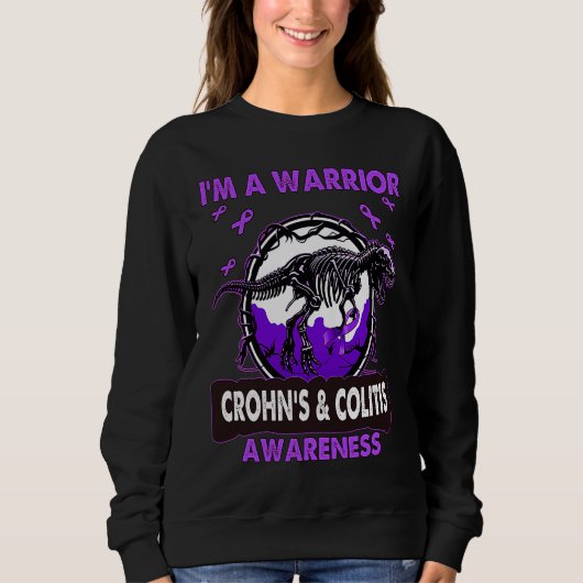 Dinosaur I'm A Warrior CROHN'S & COLITIS Awareness Trui (Voorkant)