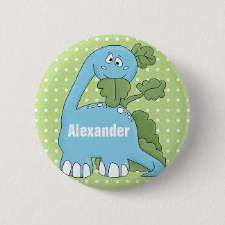 Dinosaur in Blue Happy Birthday voor u Button noem