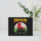 Dinosaur in de Stad | Dinosaur Design Briefkaart (Staand voorkant)