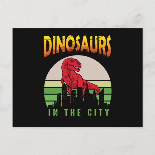 Dinosaur in de Stad | Dinosaur Design Briefkaart (Voorkant)