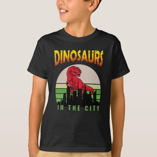 Dinosaur in de Stad | Dinosaur Design T-shirt (Voorkant)