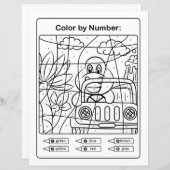 Dinosaur in een auto die Pagina door aantal kleurt (Voorkant / Achterkant)