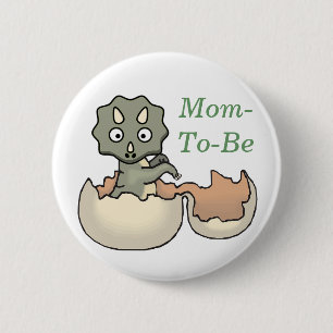 Dinosaur in een Baby shower met eierstokpijn Butto Ronde Button 5,7 Cm