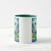 Dinosaur in een kleurrijke prehistorische jungle. mok (Midden)