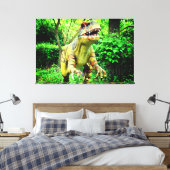 Dinosaur in Forest afbeelding gedrukt op Premium W Canvas Afdruk (Insitu (Slaapkamer))