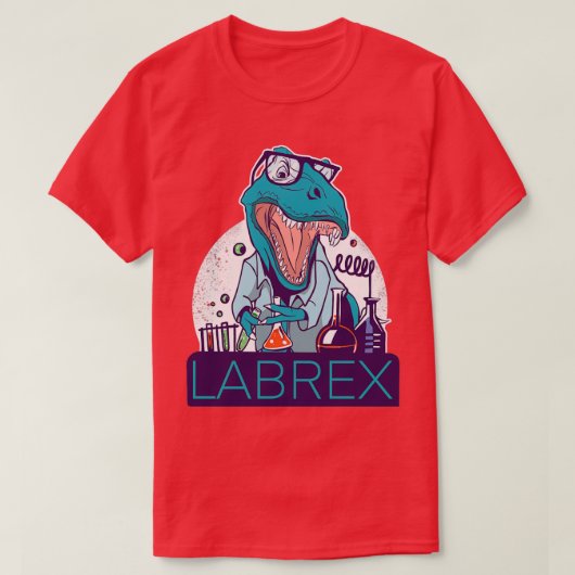 Dinosaur in natte Lab Labrex Chemist Test tubes T-shirt (Design voorkant)
