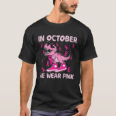 Dinosaur in oktober Draag we het roze borstkankerK T-shirt (Voorkant)